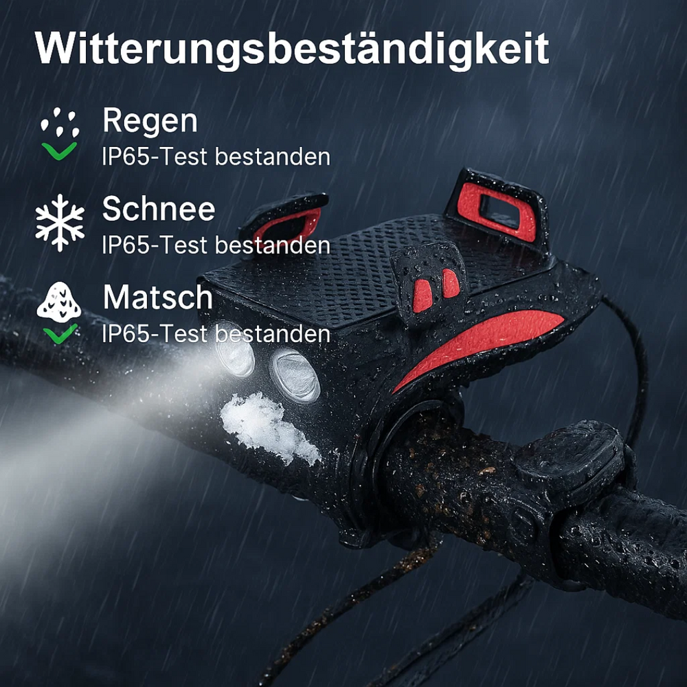 BrightRide | 4-in-1 Fahrradlicht mit Powerbank und 1500 Lumen LED