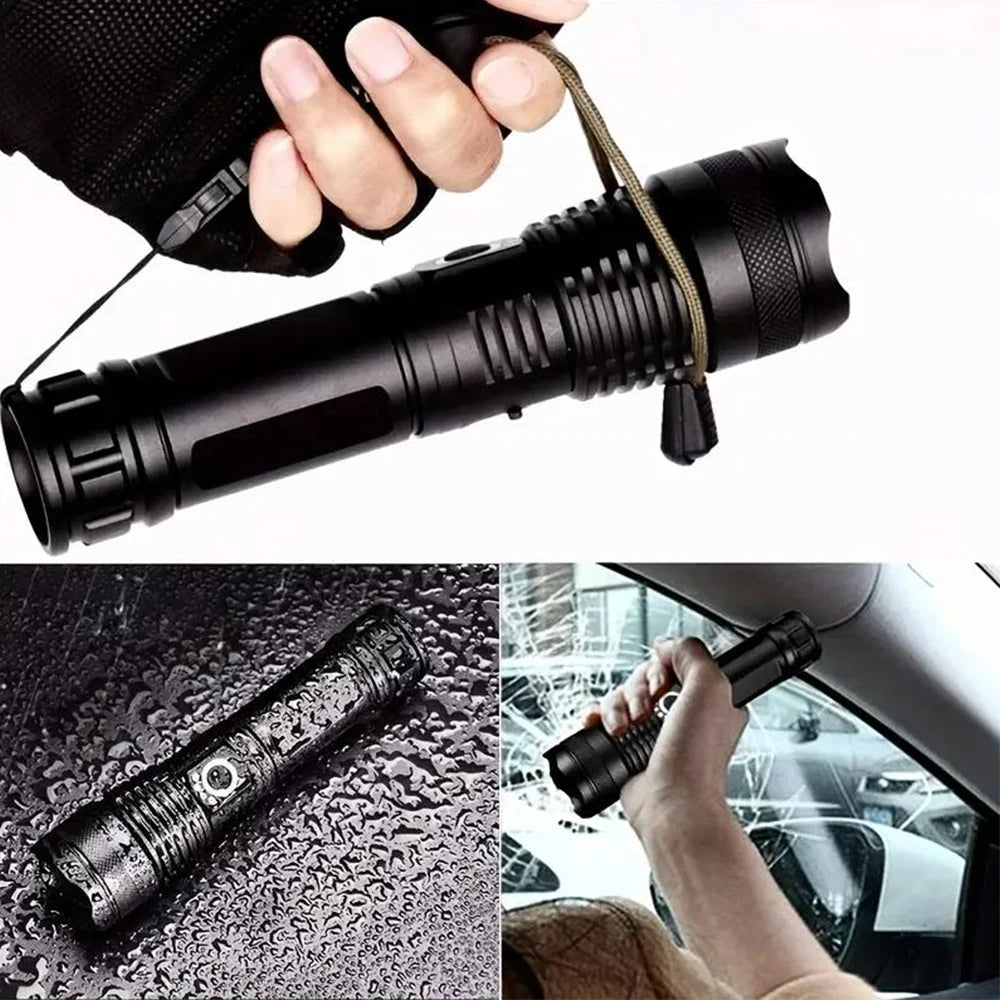 TorchMax | Super Helles LED-Taktik-Taschenlampe Wiederaufladbar 100000 Lumen
