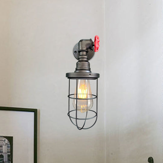CagedAura | Wandleuchte – Industrielle Lampe mit Drahtkäfig-Schirm