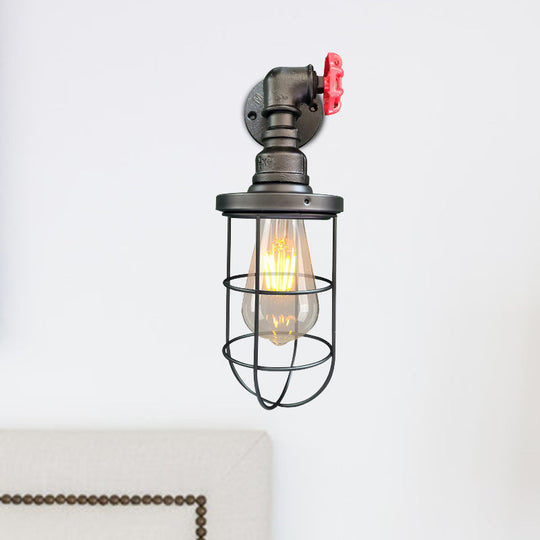 CagedAura | Wandleuchte – Industrielle Lampe mit Drahtkäfig-Schirm