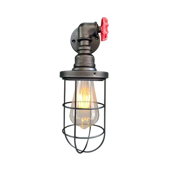 CagedAura | Wandleuchte – Industrielle Lampe mit Drahtkäfig-Schirm