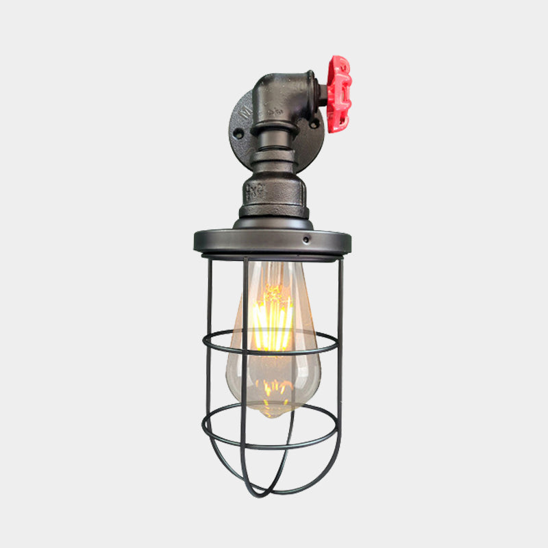 CagedAura | Wandleuchte – Industrielle Lampe mit Drahtkäfig-Schirm