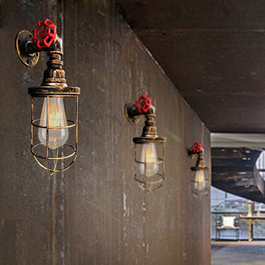 CagedAura | Wandleuchte – Industrielle Lampe mit Drahtkäfig-Schirm