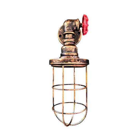 CagedAura | Wandleuchte – Industrielle Lampe mit Drahtkäfig-Schirm