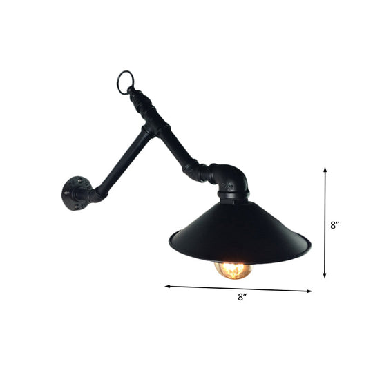 UrbanLume | Buitenlamp – Industriële gevelverlichting met brede, uitlopende kap