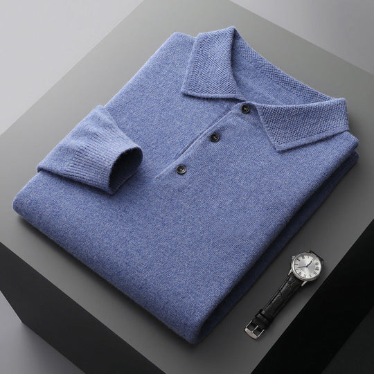 Leandro | Weiches Kaschmir-Poloshirt mit Langarm | Herren