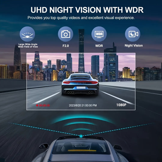 ClearRoad | 1080P Dash Cam – Vorderansicht, Rückansicht & Innenansicht