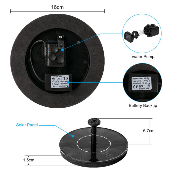 GlowFountain | Solarbrunnenpumpe Schwimmende Wasserdekoration
