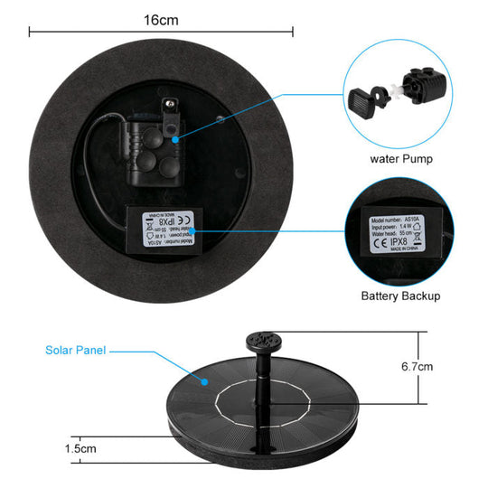GlowFountain | Solarbrunnenpumpe Schwimmende Wasserdekoration