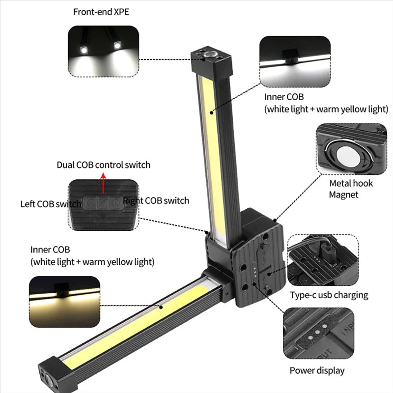 ProGlow | Wiederaufladbare COB LED Arbeitsleuchte mit magnetischem Fuß