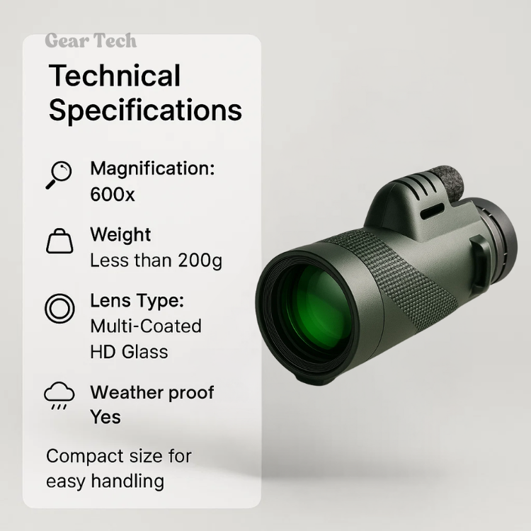 ClearSight | 600x Ultra-Zoom Monokular – Leicht, Kompakt & Wetterfest