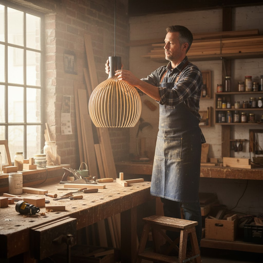 LignaLuxe | Handgefertigte Holz-Pendelleuchte