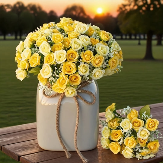 BloomArt | Kunstrosen-Bündel 21 Köpfe – Für Vase, Kranz & DIY