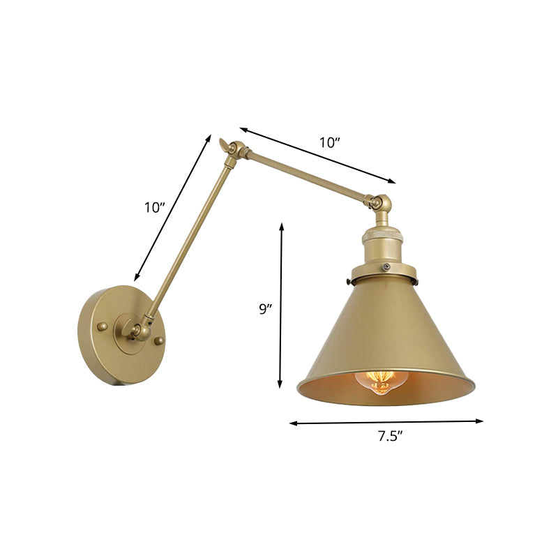 GoldLuxe | Wandleuchte – Industrieller Schwenkarm mit Goldenem Finish