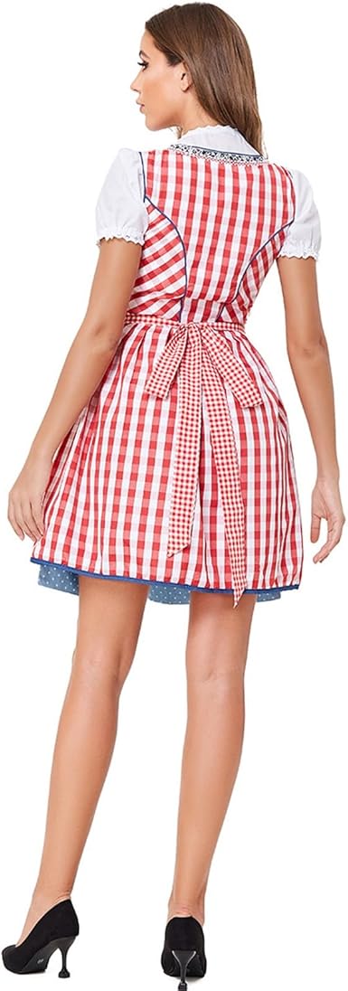 BlueCharm | Bayrisches Blau Dirndl mit Karomuster für das Oktoberfest