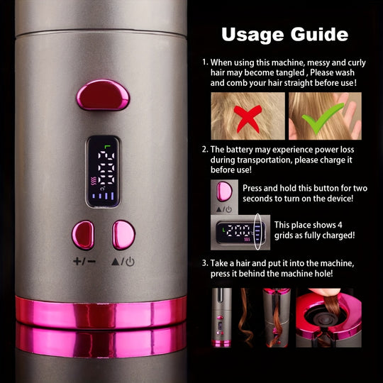 GlamGo | Kabelloser Lockenstab mit Schnellaufheizung & Auto-Off