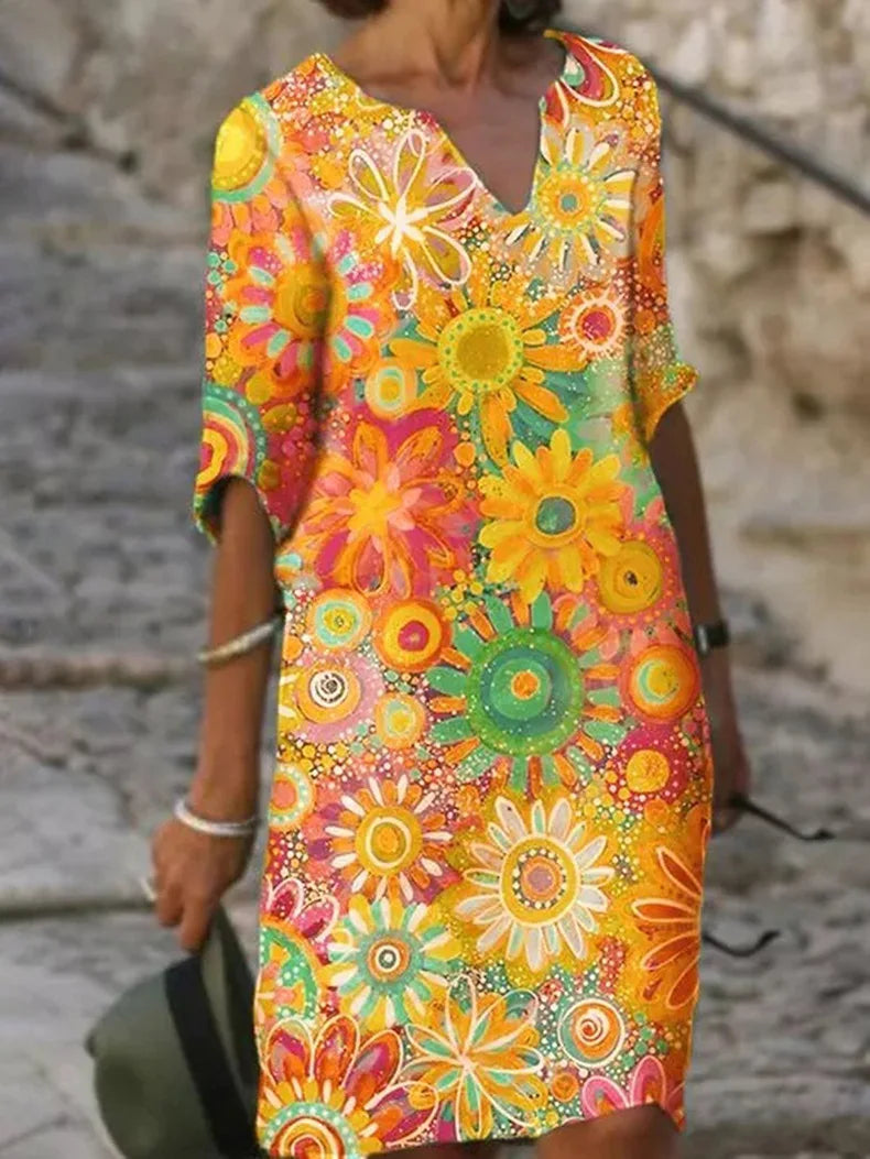Variant image for Elegantes Blumenkleid Damen - Bequeme Passform, Pflegeleicht, Festliches Kleid für Hochzeitsgast-1