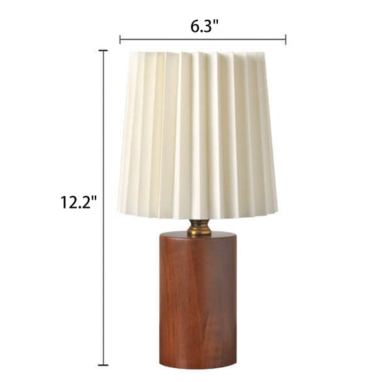 NamiShade | Vintage Korean plissierte Säule Massivholz Basis 1-Licht Tischlampe