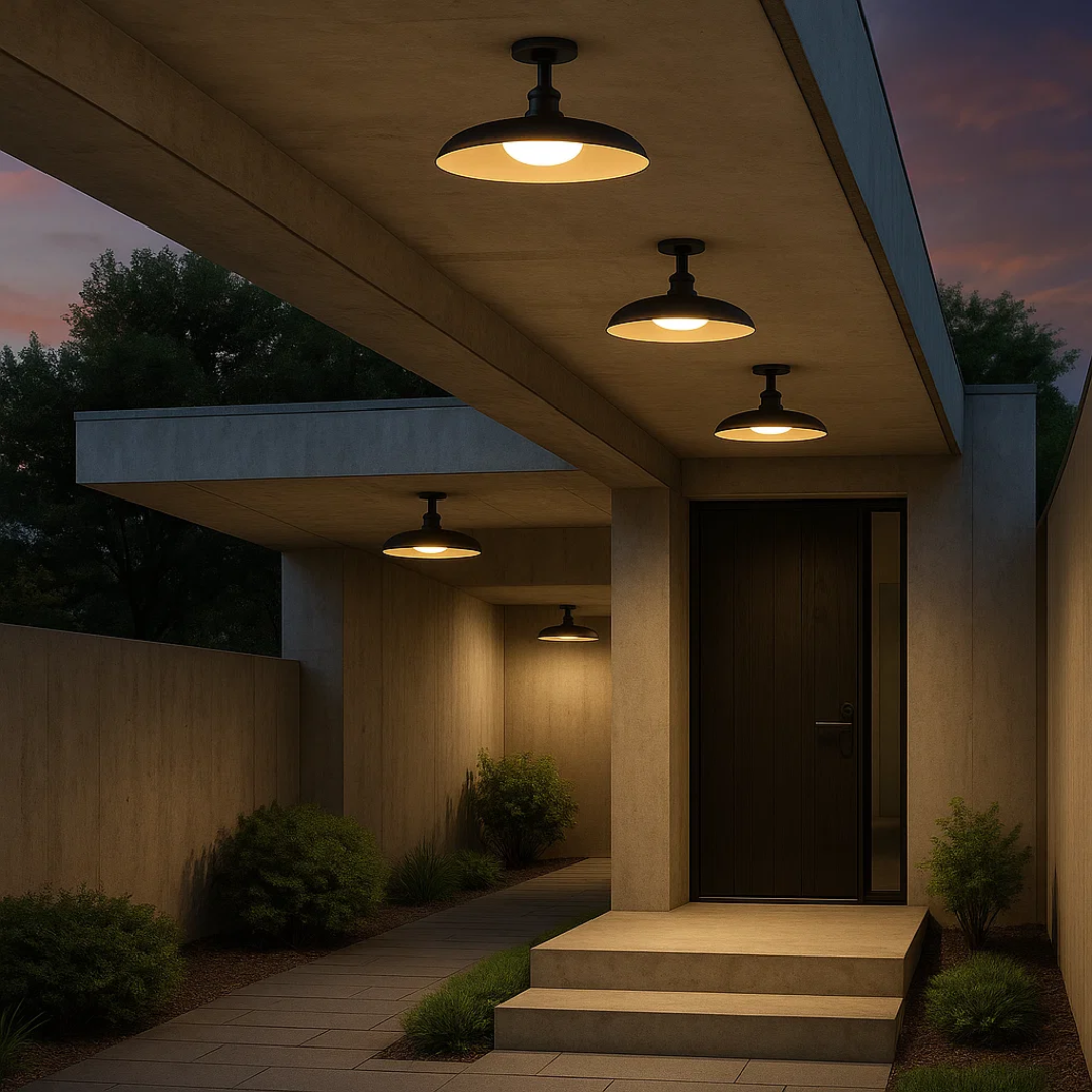 SteelGlow | Outdoor-Deckenleuchte aus karbonisiertem Stahl