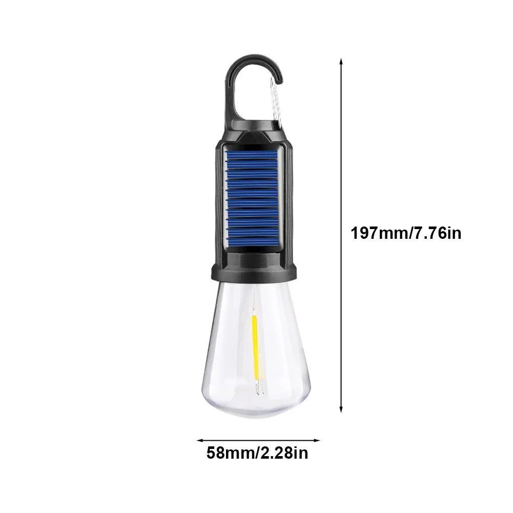 CampGlow | Solarbetriebene wiederaufladbare Campinglampe mit Haken