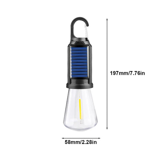 CampGlow | Solarbetriebene wiederaufladbare Campinglampe mit Haken