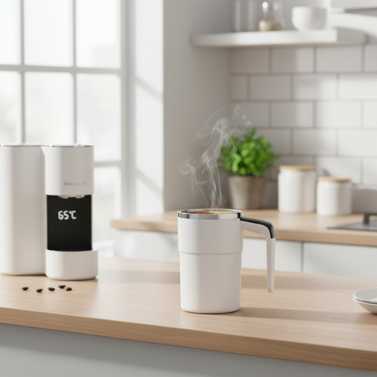 BrewSpin | Selbstrührender Kaffeebecher - Wiederaufladbarer magnetischer Mixer