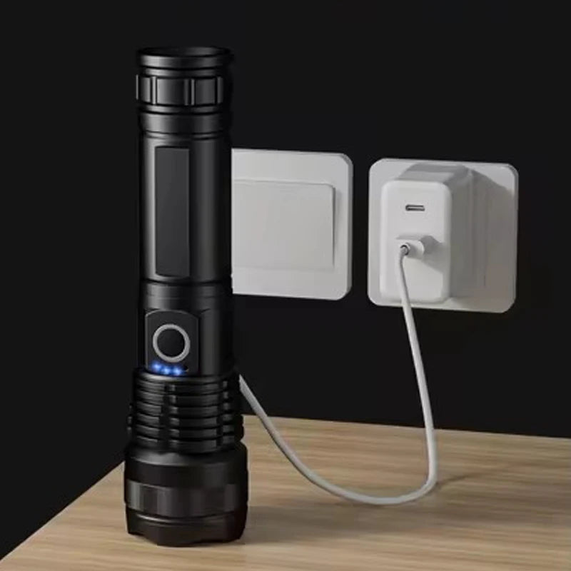 TorchMax | Super Helles LED-Taktik-Taschenlampe Wiederaufladbar 100000 Lumen