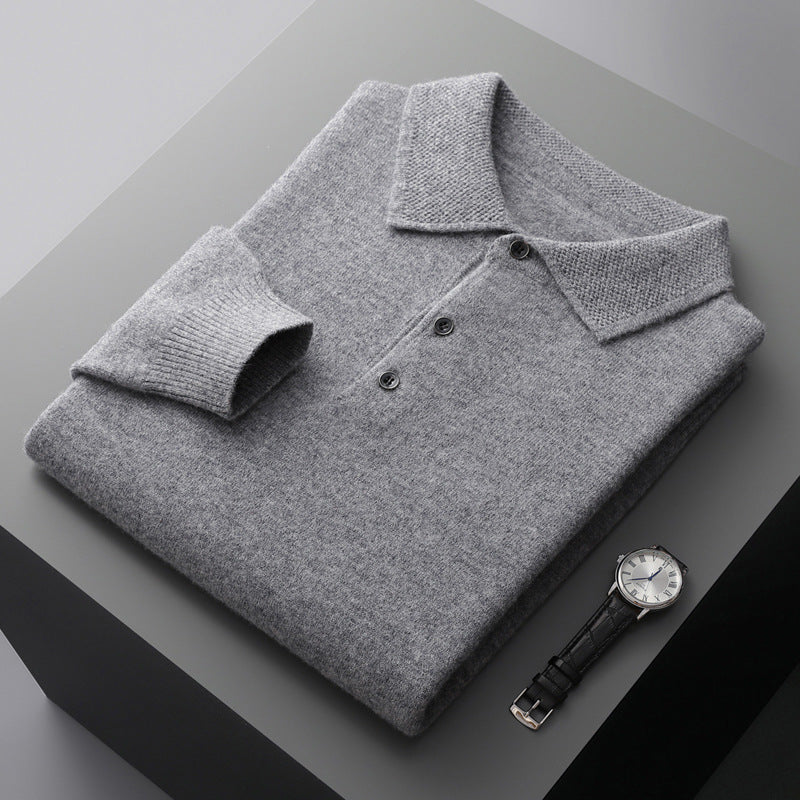 Leandro | Weiches Kaschmir-Poloshirt mit Langarm | Herren