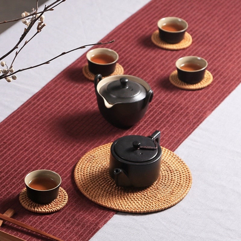 CoastNest | 6-teiliges Rattan-Untersetzer-Set