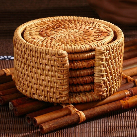 CoastNest | 6-teiliges Rattan-Untersetzer-Set