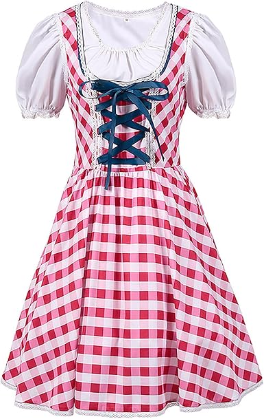 BlueCharm | Bayrisches Blau Dirndl mit Karomuster für das Oktoberfest