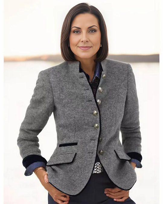 Elly | Damen Grauer Blazer – Weicher Stoff & Schicke Silhouette