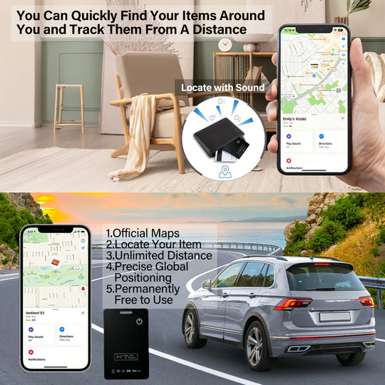 WalletMate | Ultra-Dünne Tracking-Karte – iPhone-fähig
