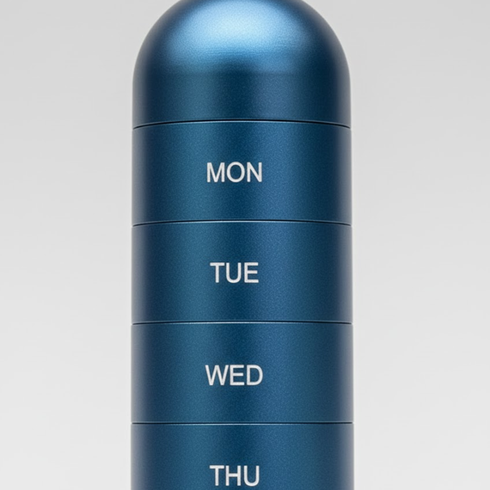 MediCase | Kompakter 7-Tage-Pillenorganizer aus Aluminium