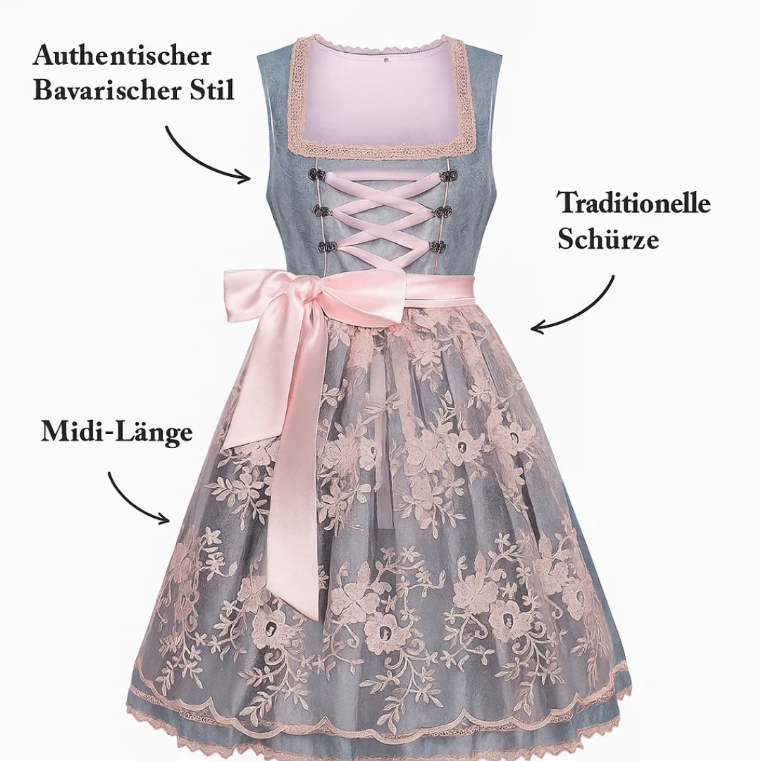 Bergwiese | Damen-Midikleid mit Schürze – Traditionelles Bierfestkostüm