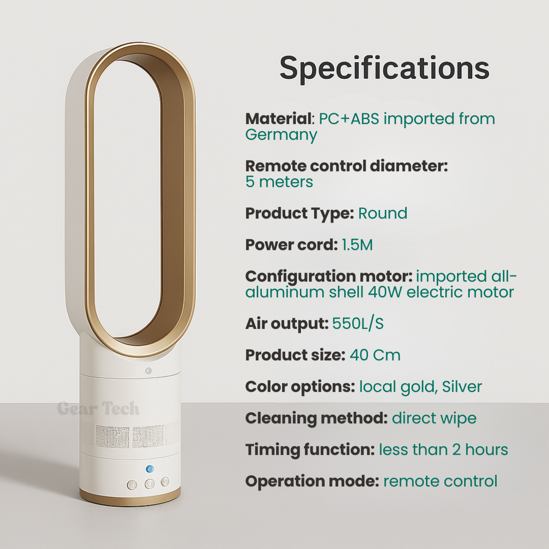 AuraFlow | Ventilator – Klingenloser Ventilator mit Fernbedienung & 90° Oszillation