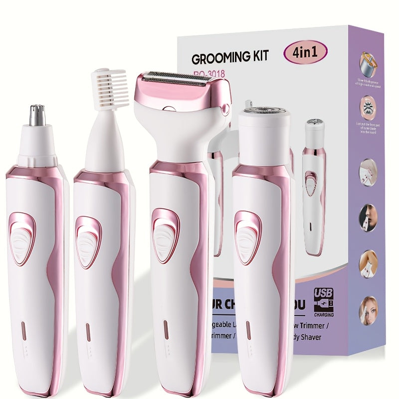 LuxeCare | Wiederaufladbarer Damenrasierer – Sanfte 4-in-1 Pflege überall