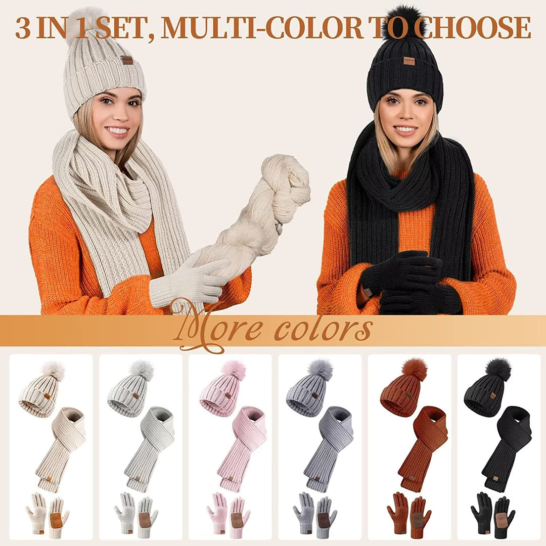 KnitStyle | Winter-Set – Mütze, langer Schal & Touchscreen-Handschuhe