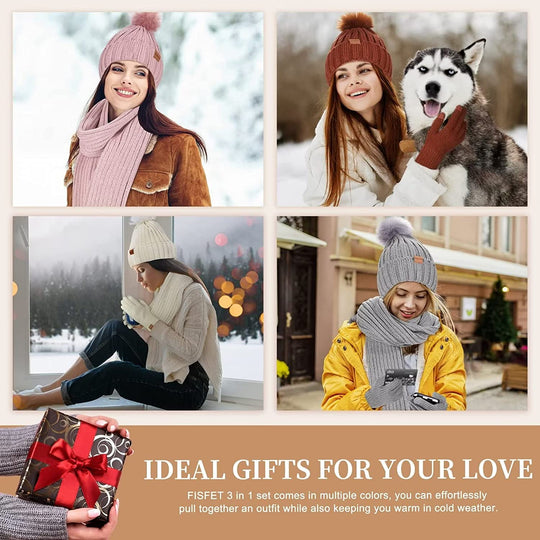 KnitStyle | Winter-Set – Mütze, langer Schal & Touchscreen-Handschuhe