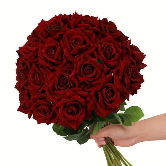 BloomMate | Artificial Roses 10-Pack – Realistic Wedding Décor
