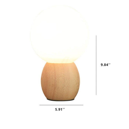 GlowOrbis | Nordische Massivholz Milchweiße Glas-Globus 1-Licht Tischlampe