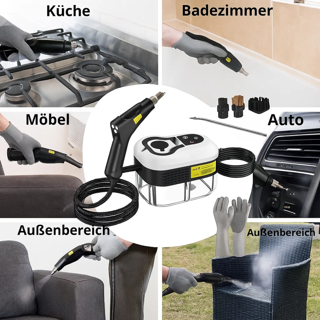 SteamForce | 2500W Hochdruck-Dampfreiniger mit Handschuhen