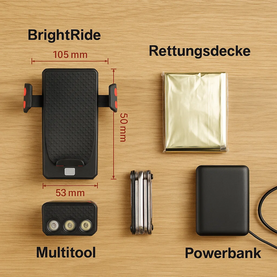 BrightRide | 4-in-1 Fahrradlicht mit Powerbank und 1500 Lumen LED