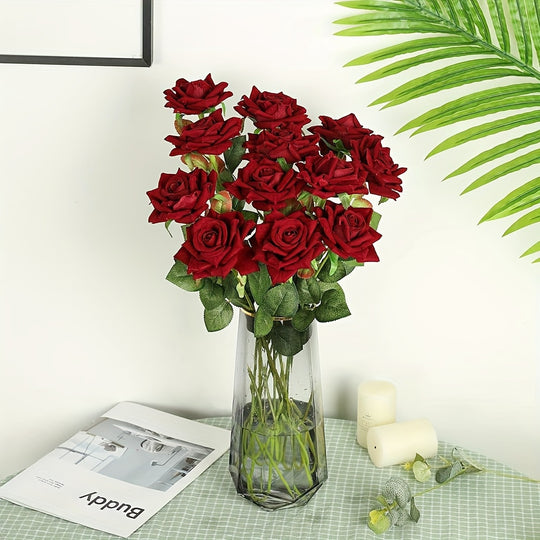 BloomMate | Artificial Roses 10-Pack – Realistic Wedding Décor