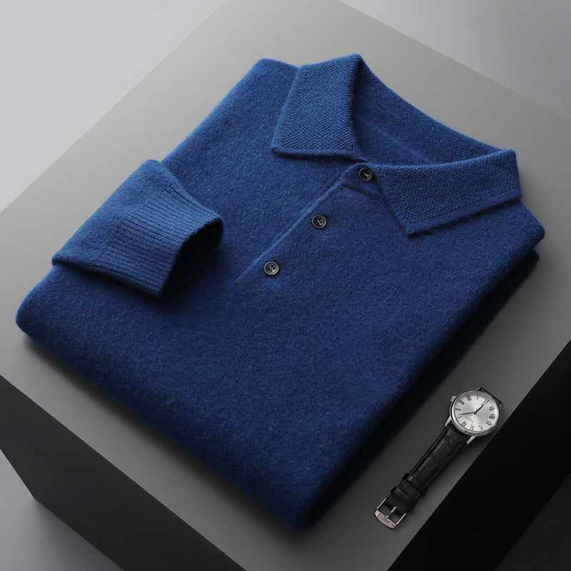Leandro | Weiches Kaschmir-Poloshirt mit Langarm | Herren