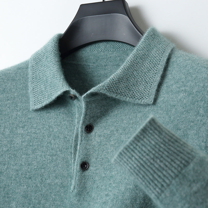 Leandro | Weiches Kaschmir-Poloshirt mit Langarm | Herren