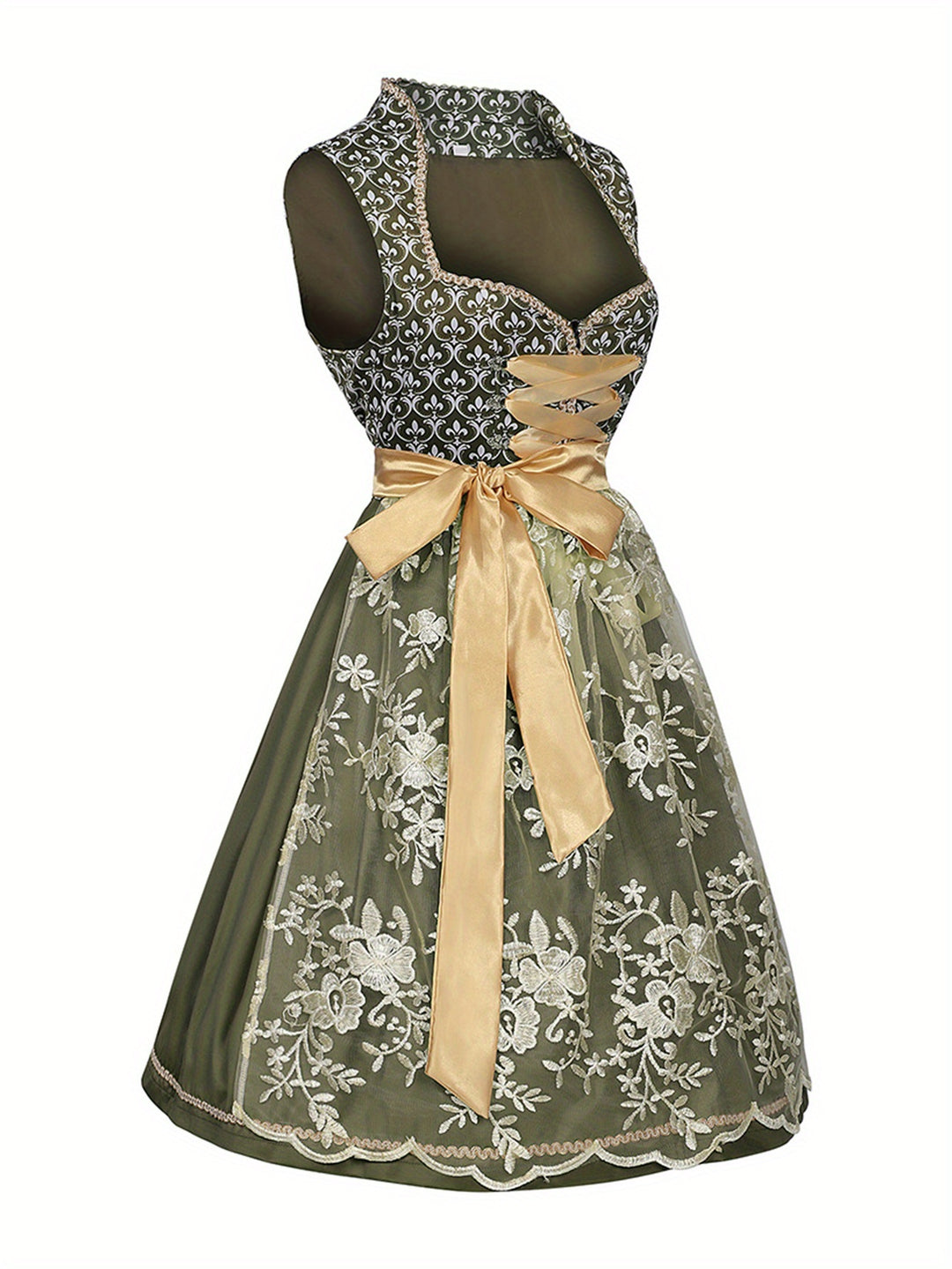 Edelweißzauber | Damen-Oktoberfestkleid mit Schürze – Klassisch & Bühnentauglich
