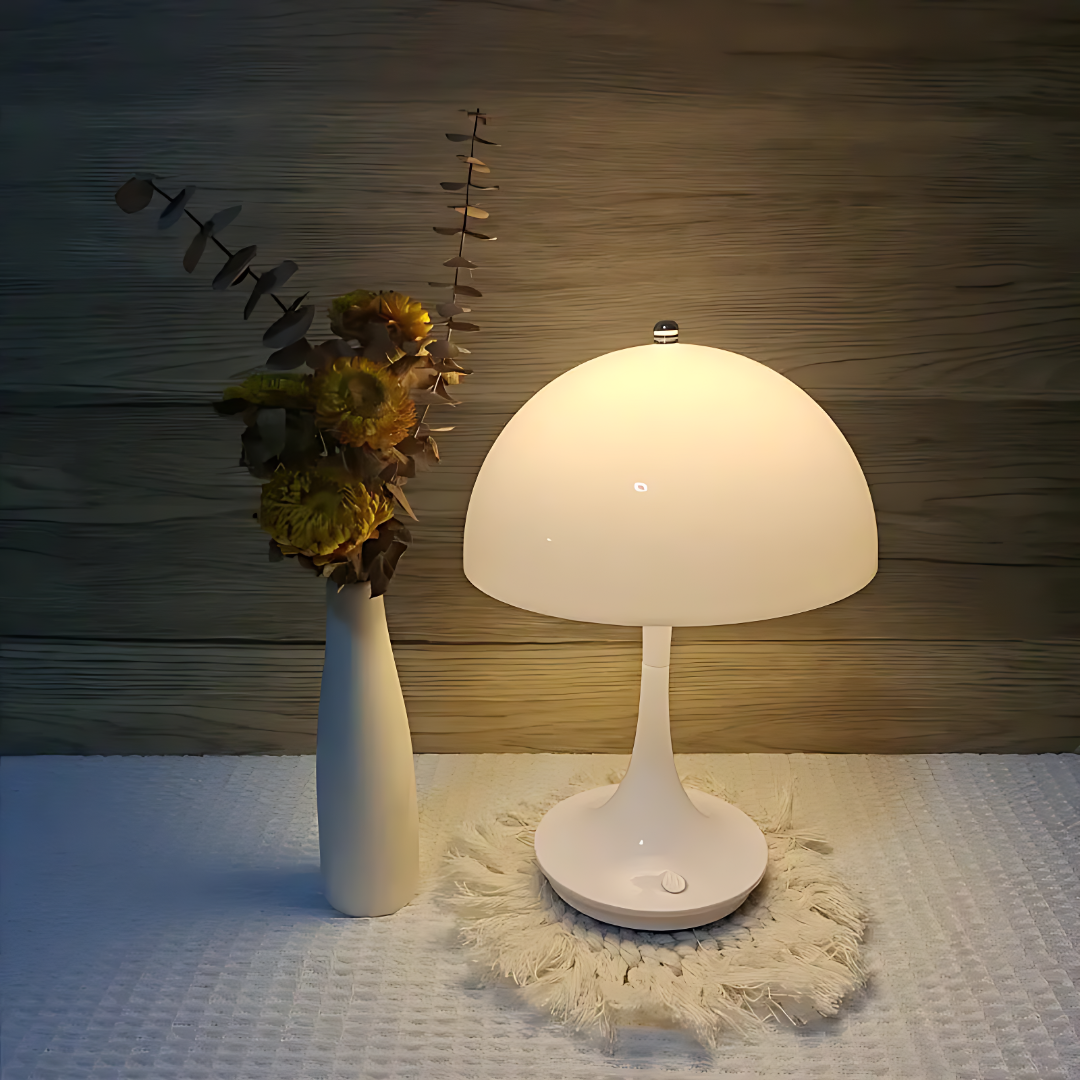 NordicLume | Pilzlampe LED Tischlampe mit Akku & kabellosem Design für Zuhause