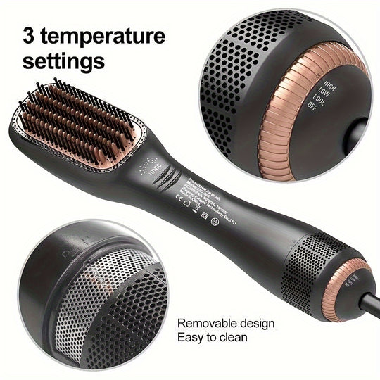 LuxeComb | 2-in-1 Warmluftbürste & Haarglätter für nasses & trockenes Haar