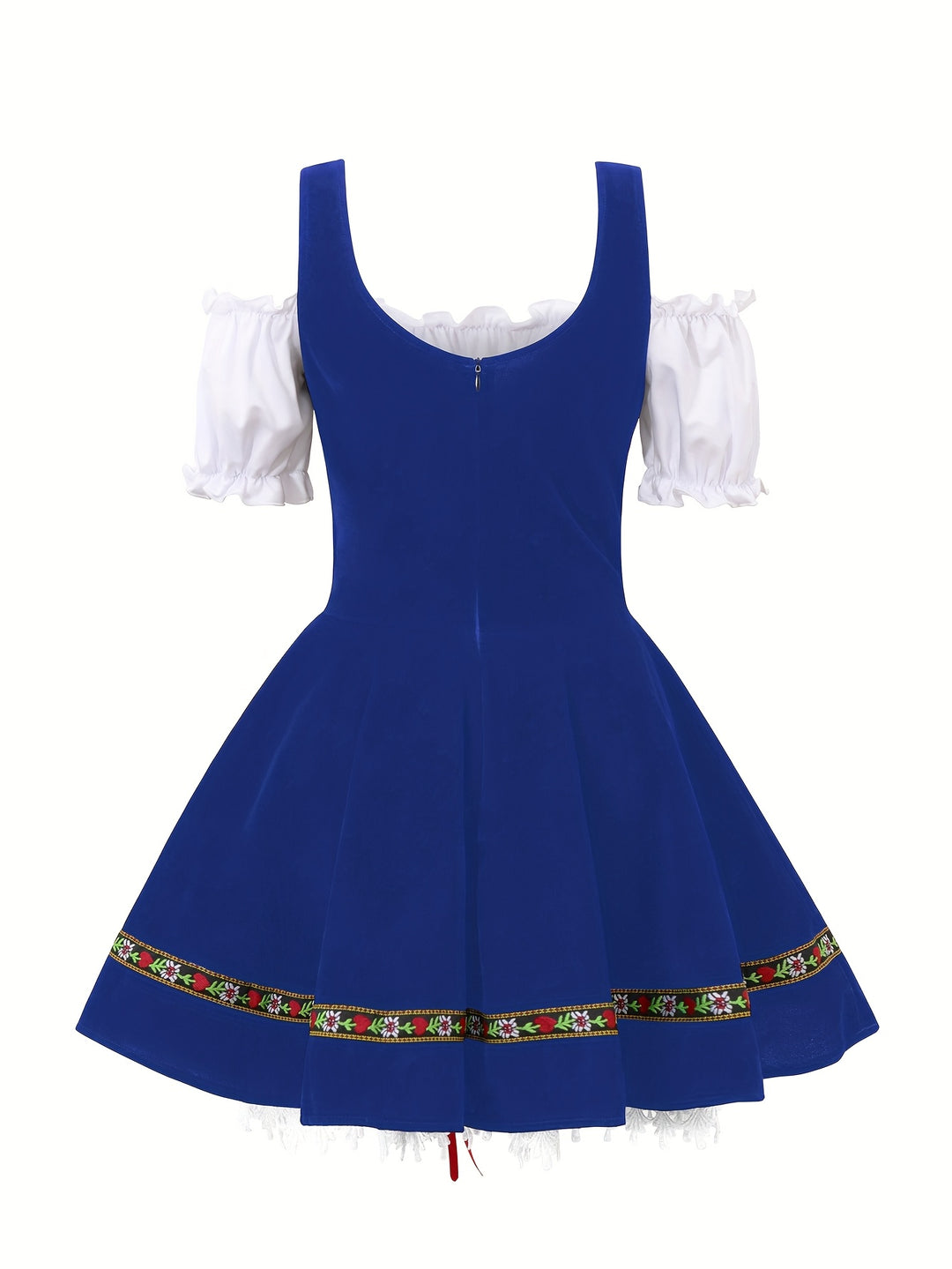 Amethystglanz | Damen-Dirndlkleid – Lila Festkleid mit Spitze und Rüschenärmeln